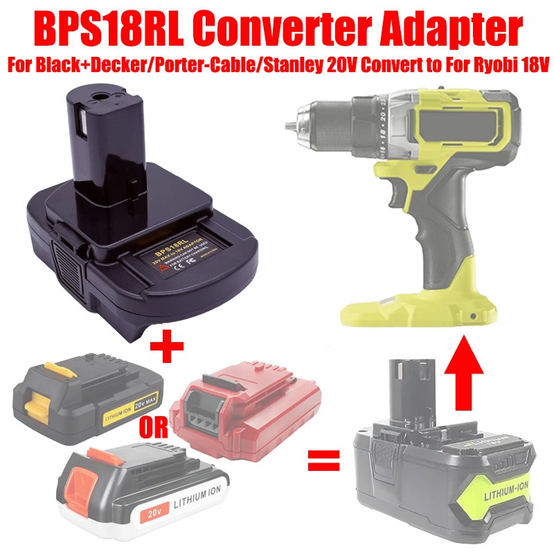 Black+Decker Tool Cordless - อะแดปเตอร์แบตเตอรี่ ALASICKA รุ่น BPS18RL สำหรับแบตเตอรี่ลิเธียม Black+Decker/Porter-Cable/Stanley