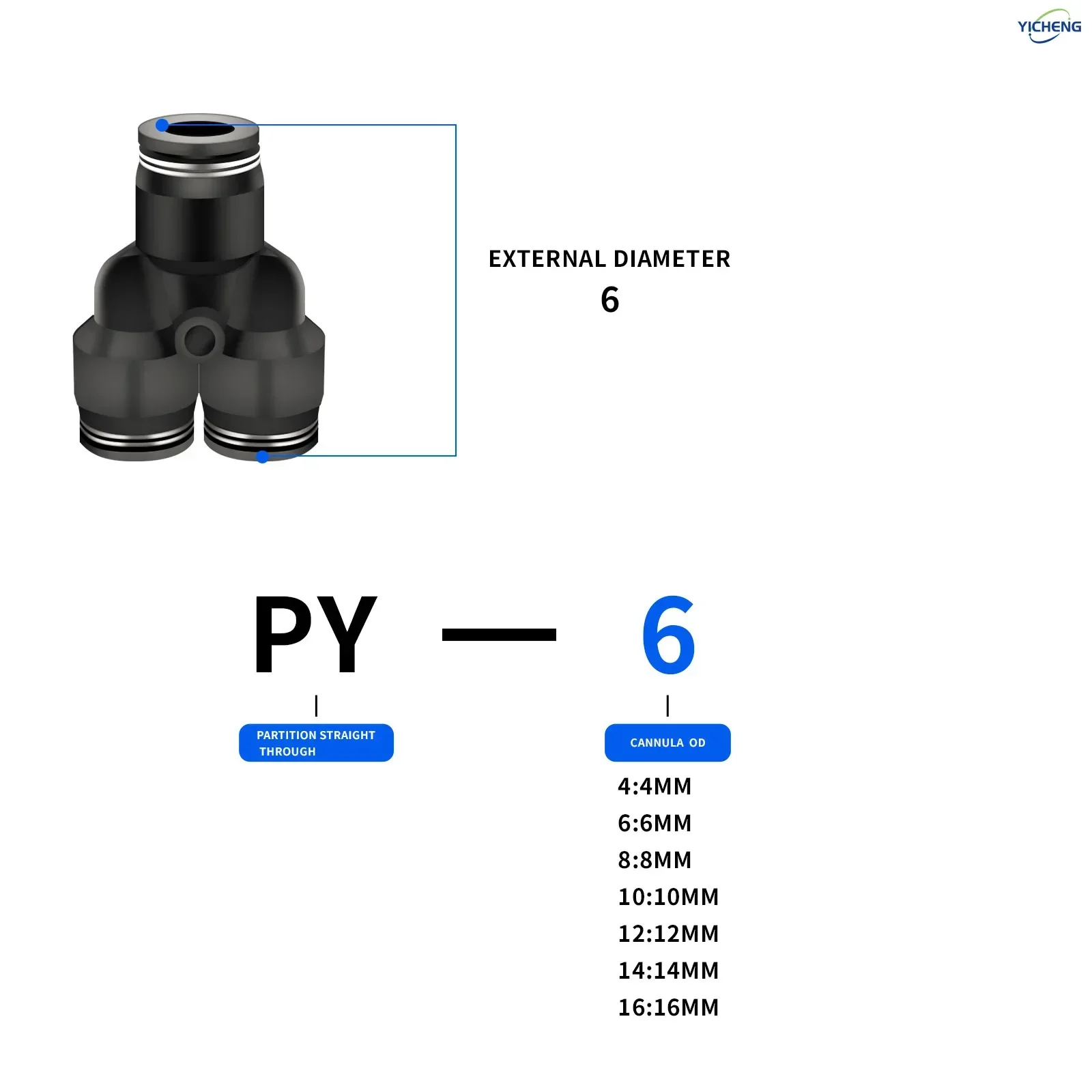 Push Fit Connector - นิวเมติกตัวเชื่อมต่อท่อ 6MM OD Y Splitter Push