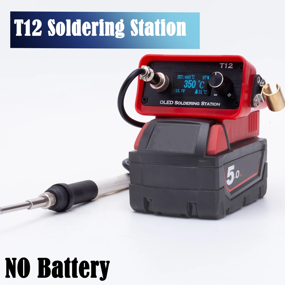 Milwaukee Drill M12 Fuel - OLED T12 หัวแร้งไร้สายสถานีไฟฟ้าบัดกรีสําหรับ Milwaukee 18V แบตเตอรี่ลิเธียมเชื่อมเหล็ก