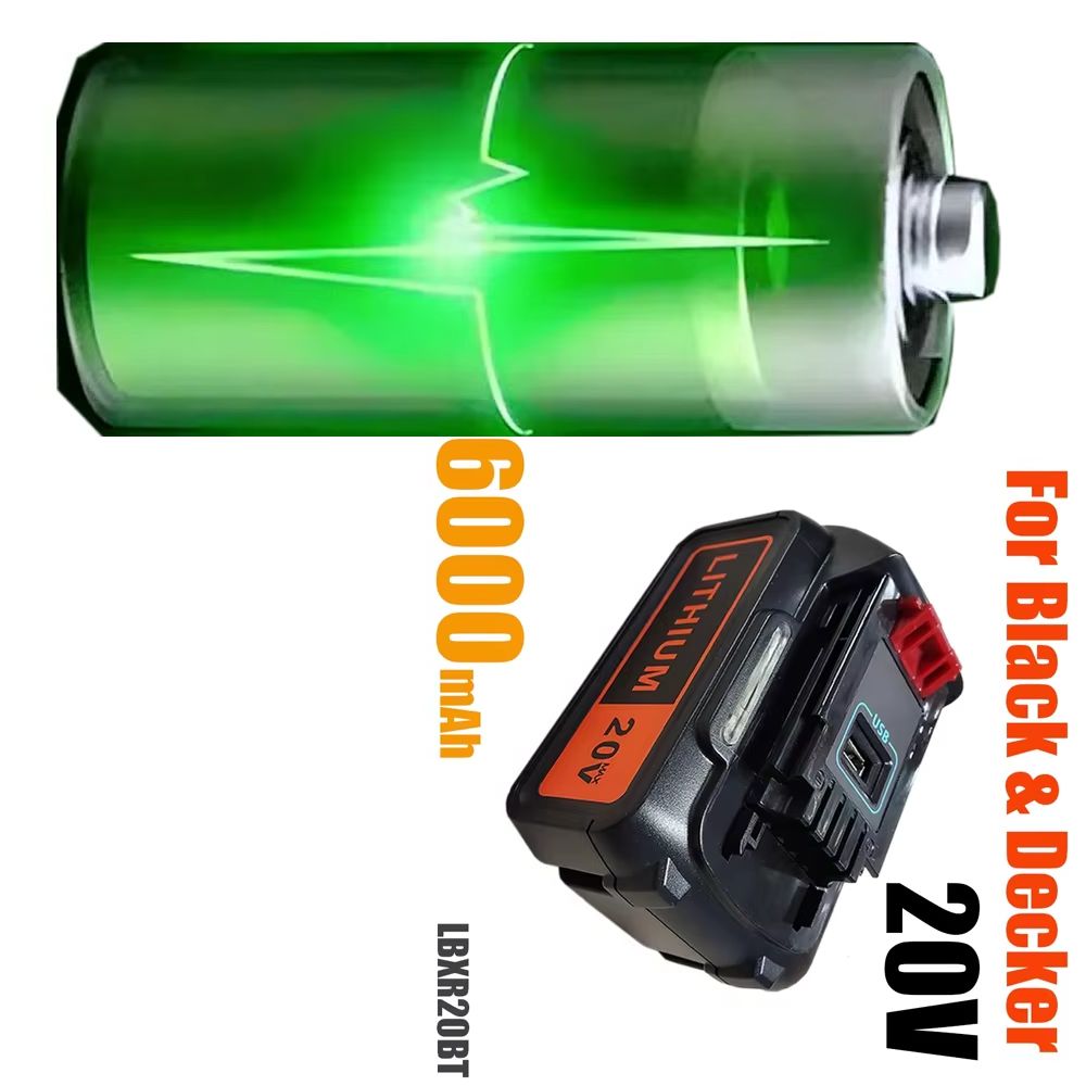 Black+Decker Tool 20V Max - แบตเตอรี่ 6Ah/10Ah 18V 8.0Ah BL2018 Black