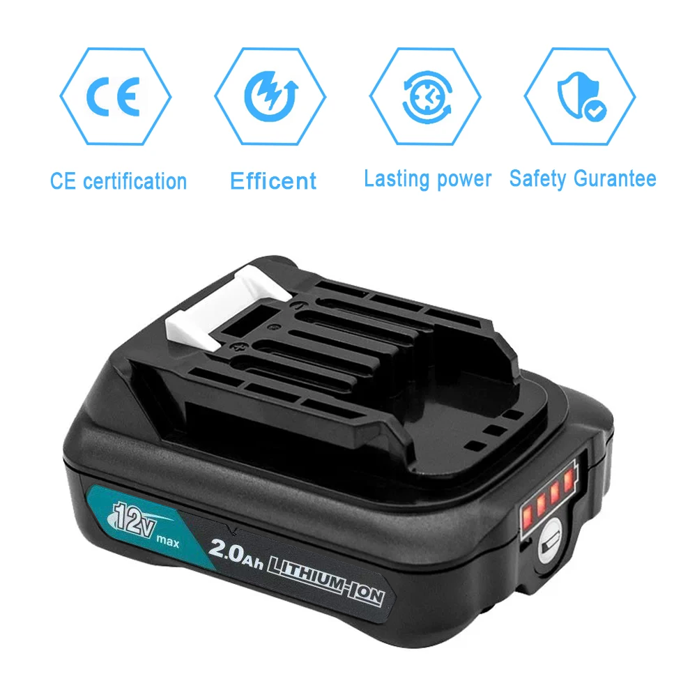 Makita Drill Hp1640 - แบตเตอรี่ลิเธียมไอออนแบบชาร์จได้ 2.0Ah สำหรับ 10.8V 12V Makita