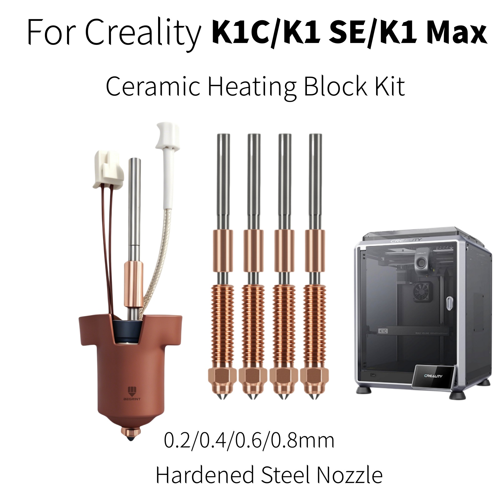 Creality Printer K1 - ชุดหัวฉีด Creality K1C K1 MAX พร้อมบล็อกทำความร้อนเซรามิก,
