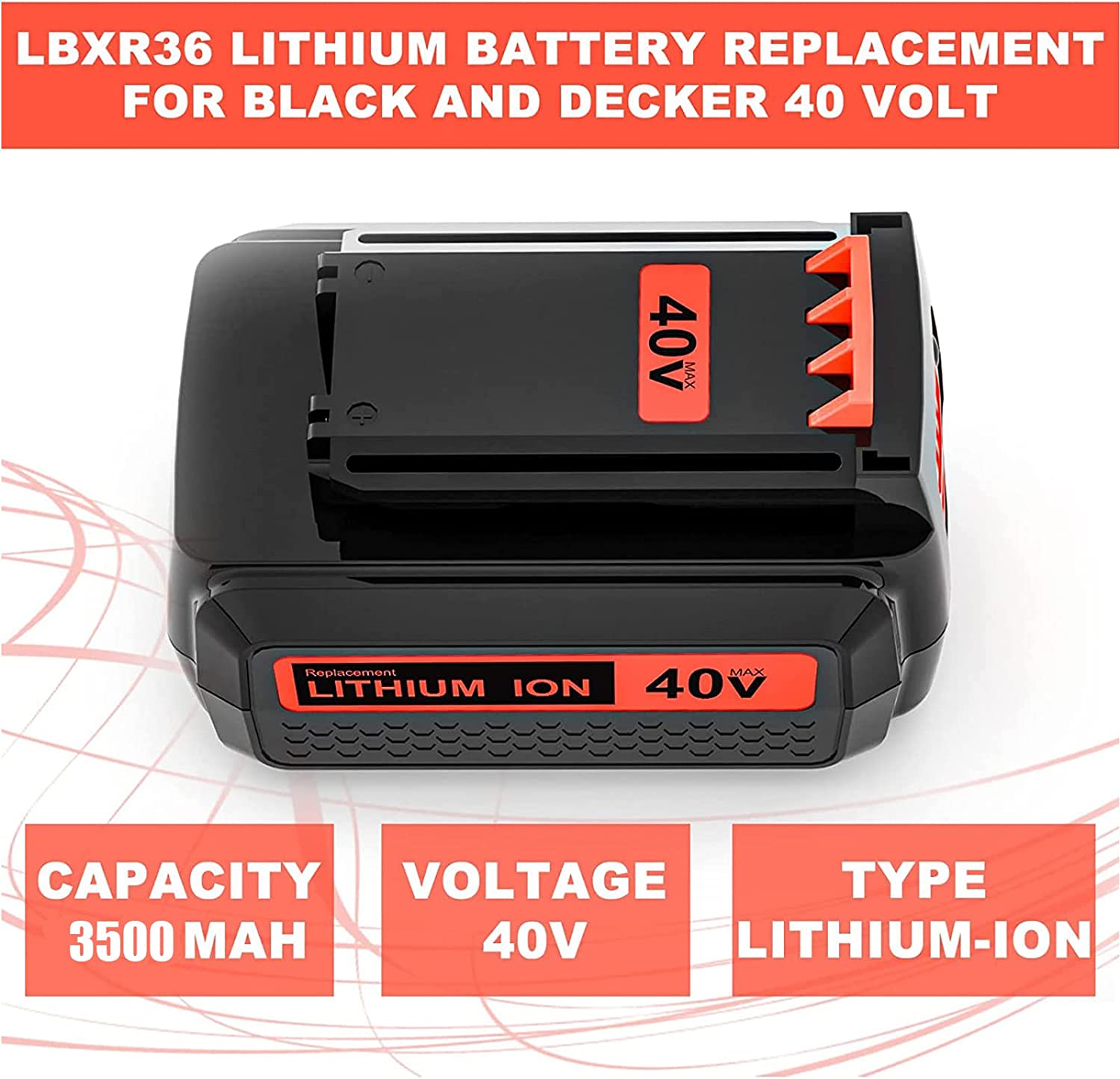 36V/40V 3.5Ah แบตเตอรี่ทดแทนสำ - Black+Decker Tool Cordless บทวิจารณ์และราคา