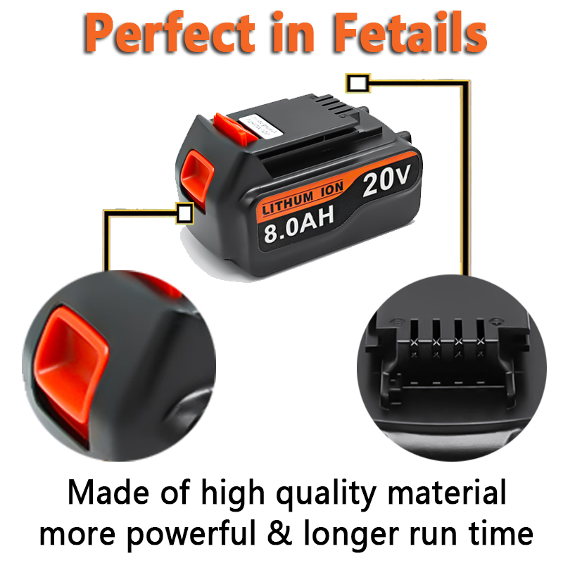 แบตเตอรี่ความจุสูง 8Ah LBX20 ใ - Black+Decker Tool 20V Max บทวิจารณ์และราคา