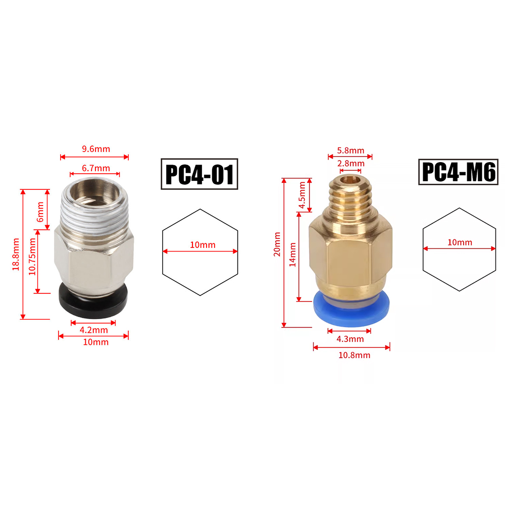 10 ชิ้น/ล็อต PC4-M6 PC4-01 ข้อ - Ptfe Tape Thread บทวิจารณ์และราคา